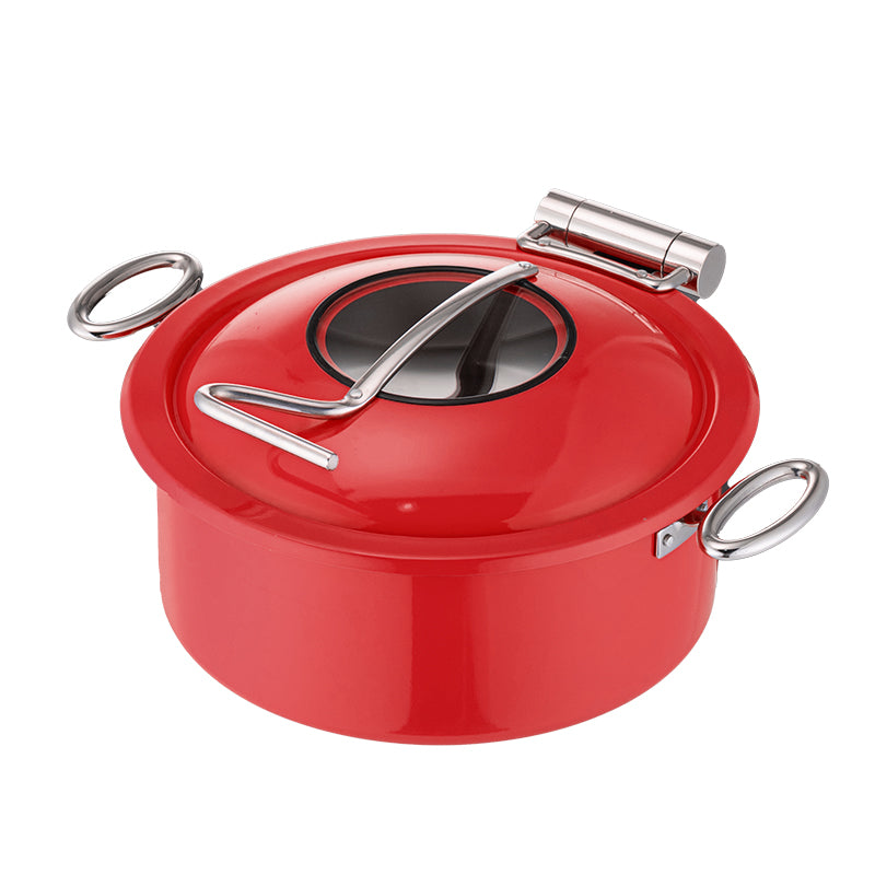5L Round Stainless Steel Chafing Dish with Soft-Close Lid | Hotel & Buffet Serving