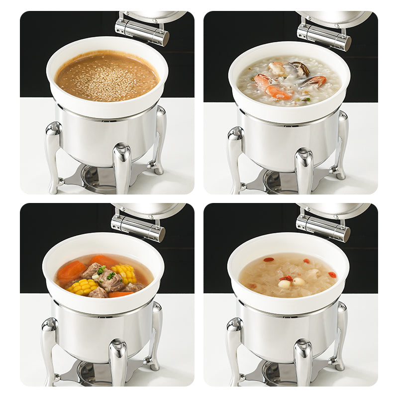 Edicel 6L Commercial Stainless Steel Soup Warmer with Ceramic Insert for Hotel Buffet & Catering