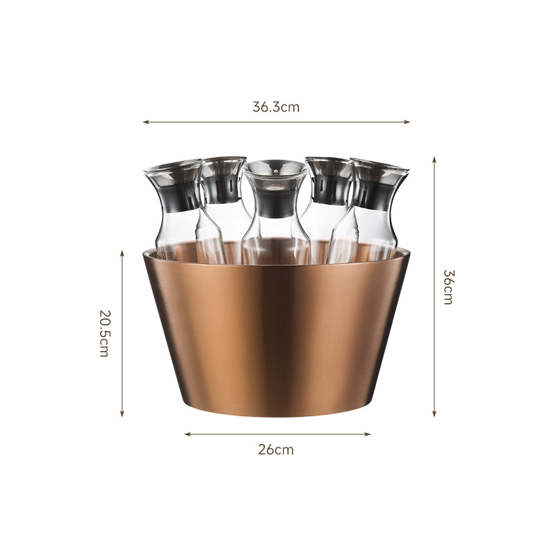 Edicel Rose Gold Beverage Carafe Set, Stainless Steel Chilling Ice Bowl for Hotel Buffet Catering