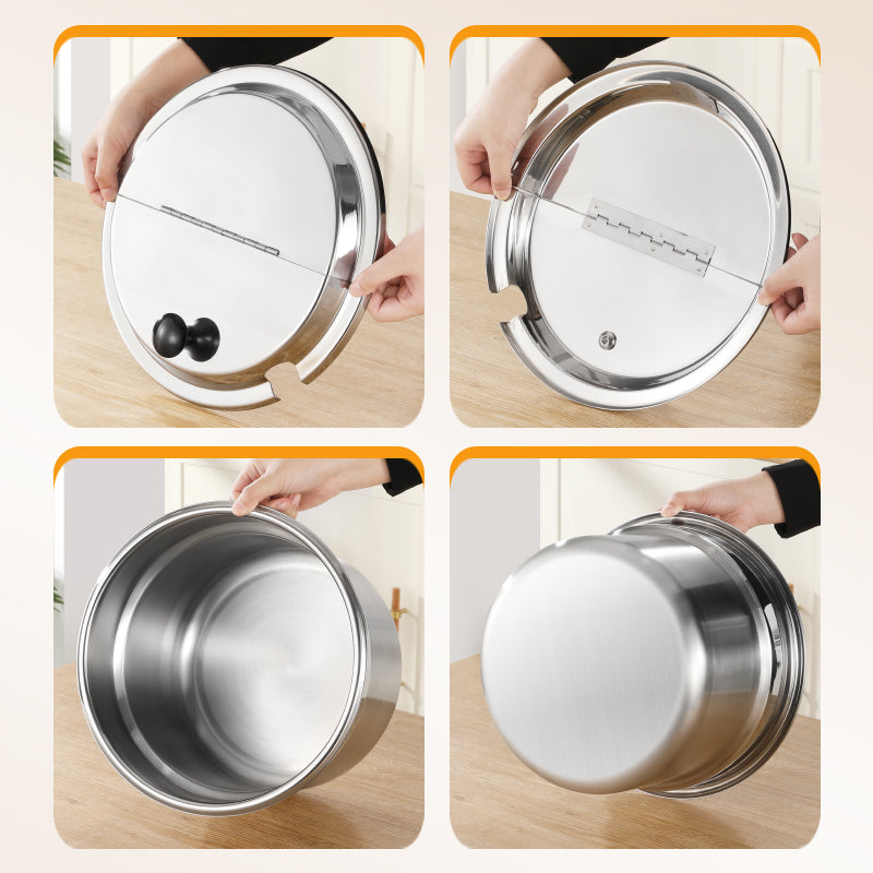 10L Stainless Steel Buffet Soup Warmer | Flip-Top Insulated Food Server