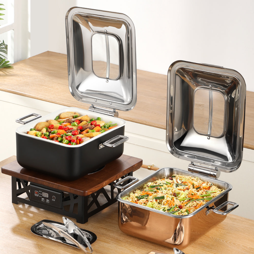 Edicel 6L Rectangular Stainless Steel Chafing Dish with Soft-Close Lid | Hotel & Buffet Serving