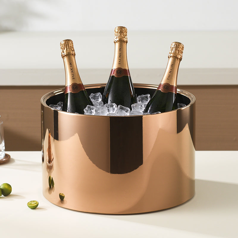 Edicel Rose Gold Beverage Carafe Set, Stainless Steel Chilling Ice Bowl for Hotel Buffet Catering