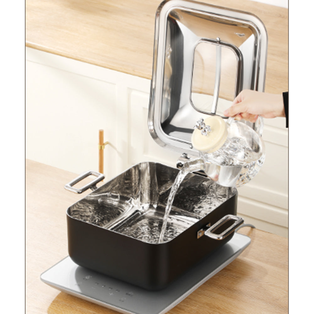 Edicel 6L Rectangular Stainless Steel Chafing Dish with Soft-Close Lid | Hotel & Buffet Serving