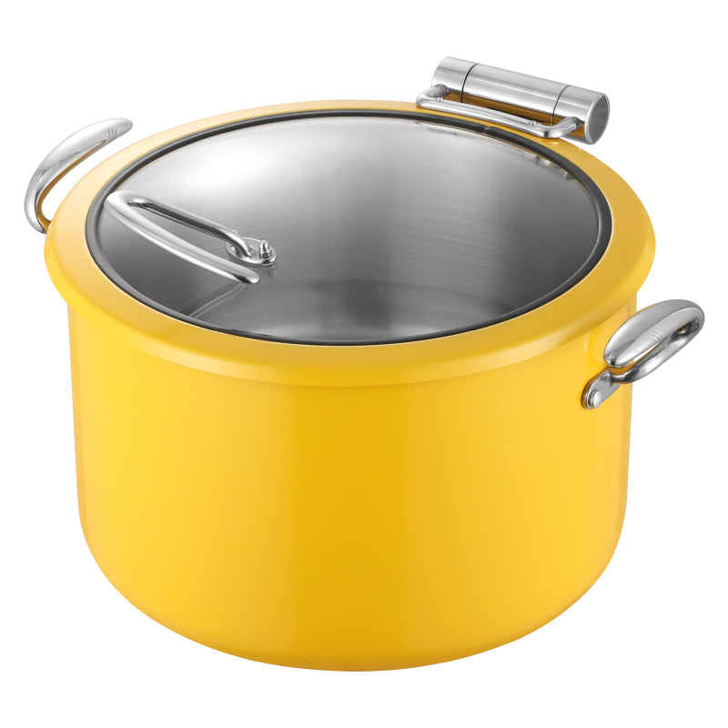 Edicel 10L Commercial Stainless Steel Soup Warmer with Tri-Ply Base and Glass Lid