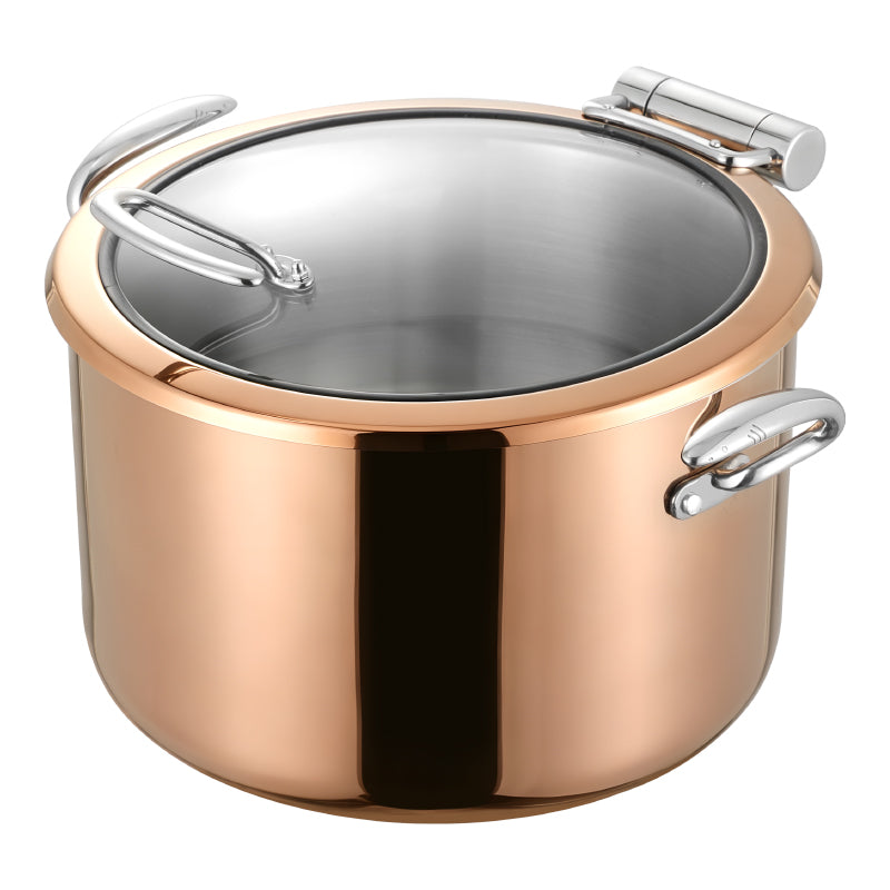 Edicel 10L Commercial Stainless Steel Soup Warmer with Tri-Ply Base and Glass Lid