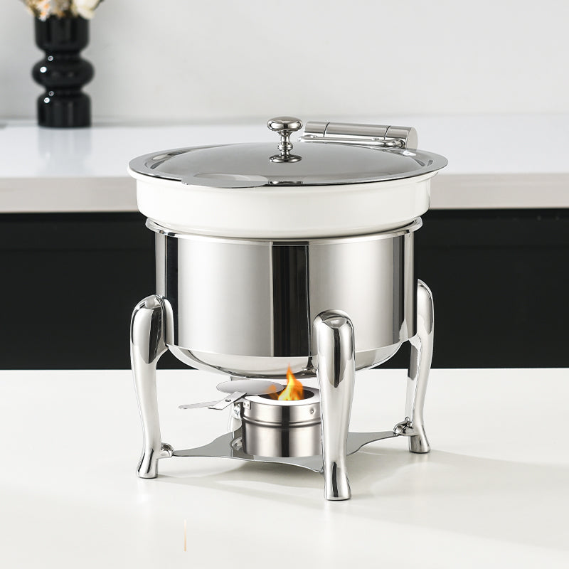 Edicel 6L Commercial Stainless Steel Soup Warmer with Ceramic Insert for Hotel Buffet & Catering