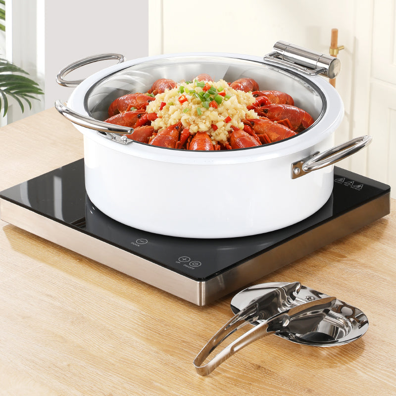 6.8L Stainless Steel Chafing Dish with Soft-Close Lid | Hotel & Buffet Serving