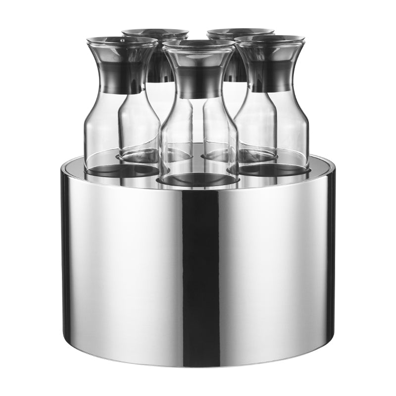 Edicel Rose Gold Beverage Carafe Set, Stainless Steel Chilling Ice Bowl for Hotel Buffet Catering