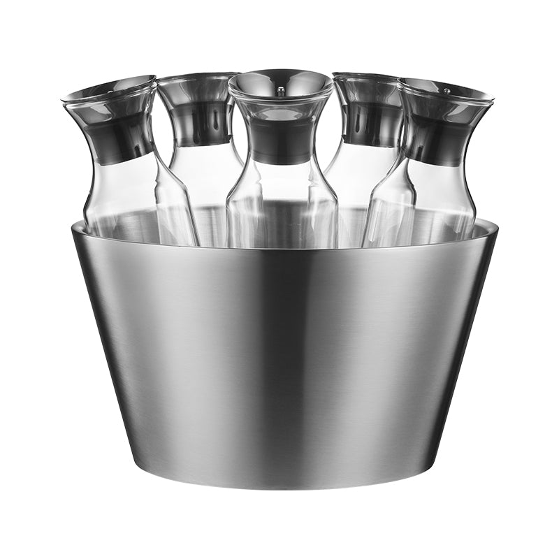 Edicel Rose Gold Beverage Carafe Set, Stainless Steel Chilling Ice Bowl for Hotel Buffet Catering