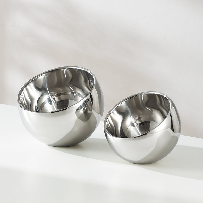 Edicel Stainless Steel Slanted Double Layer Salad Bowl – Multi-Color Serving Bowl for Salad, Fruit & Sauce
