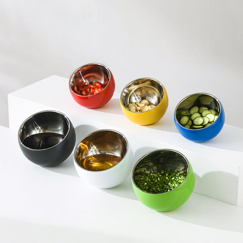 Edicel Stainless Steel Slanted Double Layer Salad Bowl – Multi-Color Serving Bowl for Salad, Fruit & Sauce