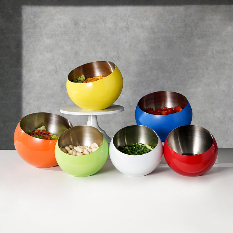 Stainless Steel Slanted Salad Bowl – Multi-Color Serving Bowl for Salad, Fruit & Sauce