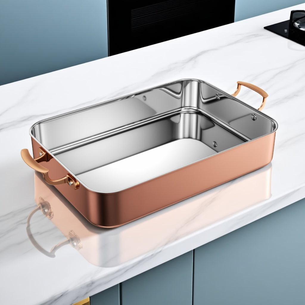 Edicel Rose Gold Rectangular Stainless Steel Buffet Pan — Hotel Serving