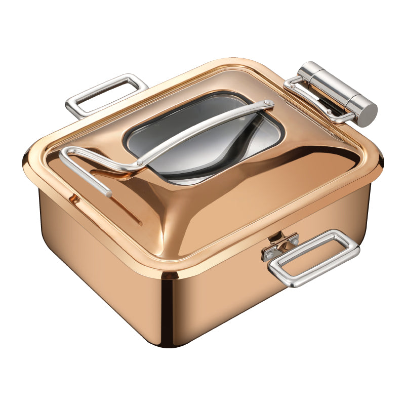Gold Chafing Dish Set 5L Electric – Rectangular Stainless Steel Buffet Food Warmer for Catering