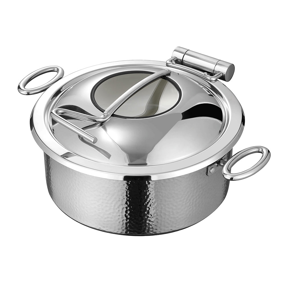 5L Round Stainless Steel Chafing Dish with Soft-Close Lid | Hotel & Buffet Serving