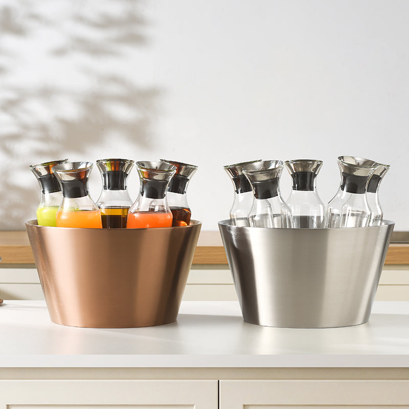 Edicel Rose Gold Beverage Carafe Set, Stainless Steel Chilling Ice Bowl for Hotel Buffet Catering