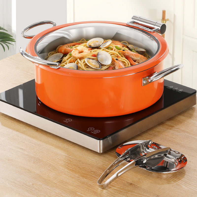6.8L Stainless Steel Chafing Dish with Soft-Close Lid | Hotel & Buffet Serving