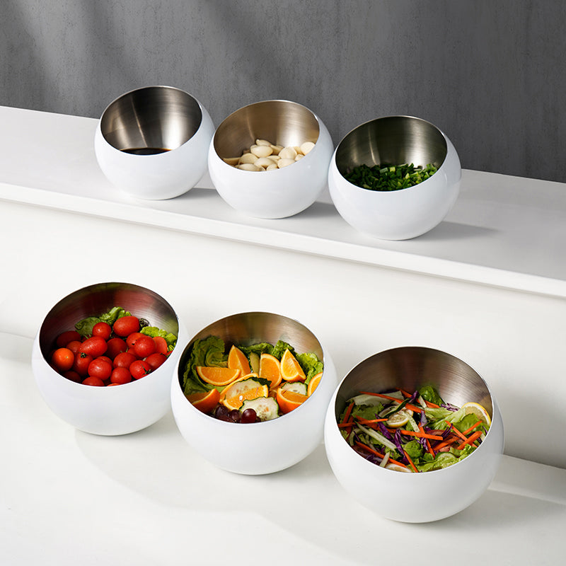 Stainless Steel Slanted Salad Bowl – Multi-Color Serving Bowl for Salad, Fruit & Sauce