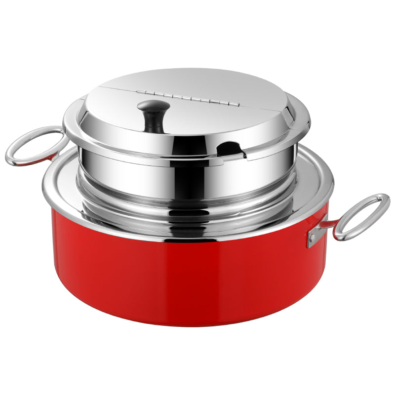 10L Stainless Steel Buffet Soup Warmer | Flip-Top Insulated Food Server