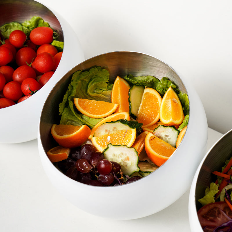 Stainless Steel Slanted Salad Bowl – Multi-Color Serving Bowl for Salad, Fruit & Sauce
