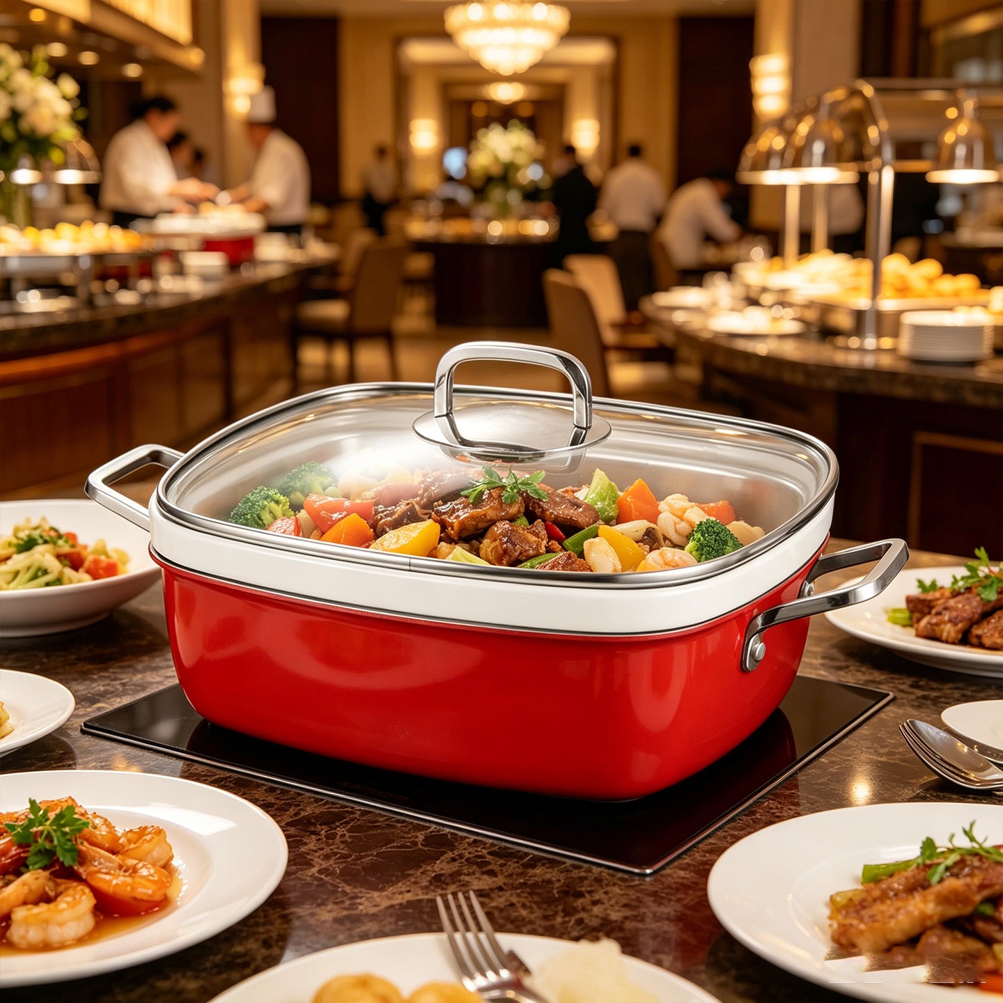 Edicel Square Stainless Steel Chafing Dish  | Hotel Buffet Food Warmer