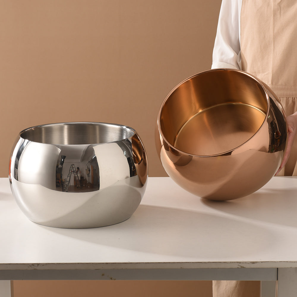 Edicel Rose Gold Stainless Steel Beverage Display Stand with 5 Glass Carafes for Hotel Buffet
