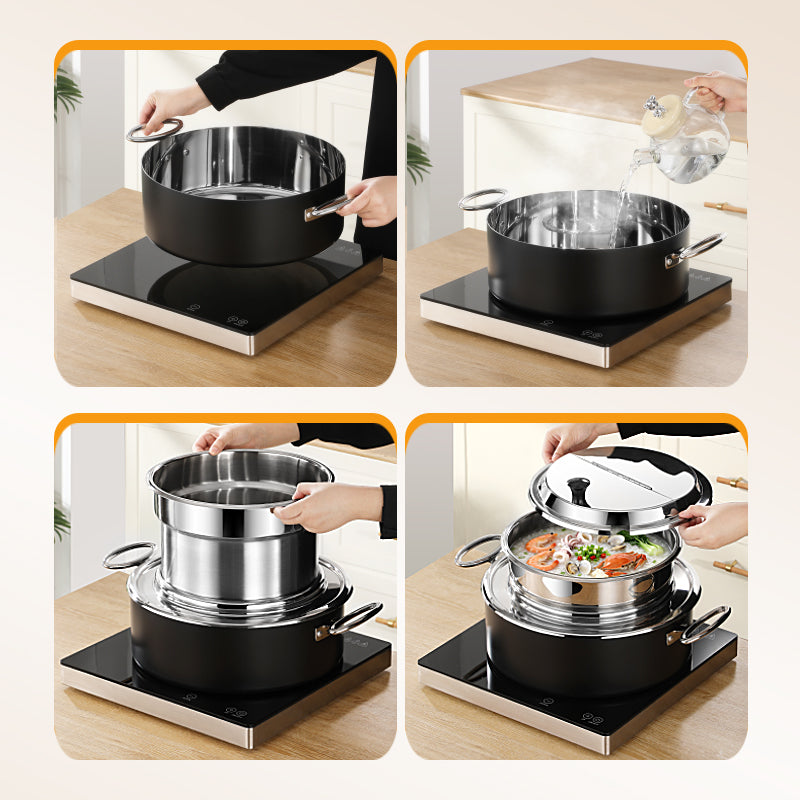 10L Stainless Steel Buffet Soup Warmer | Flip-Top Insulated Food Server