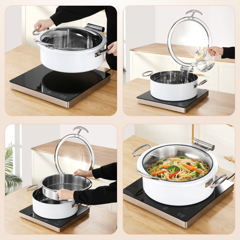 6.8L Stainless Steel Chafing Dish with Soft-Close Lid | Hotel & Buffet Serving