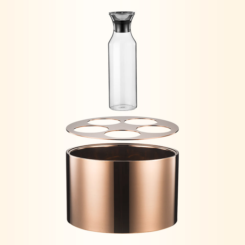 Edicel Rose Gold Beverage Carafe Set, Stainless Steel Chilling Ice Bowl for Hotel Buffet Catering