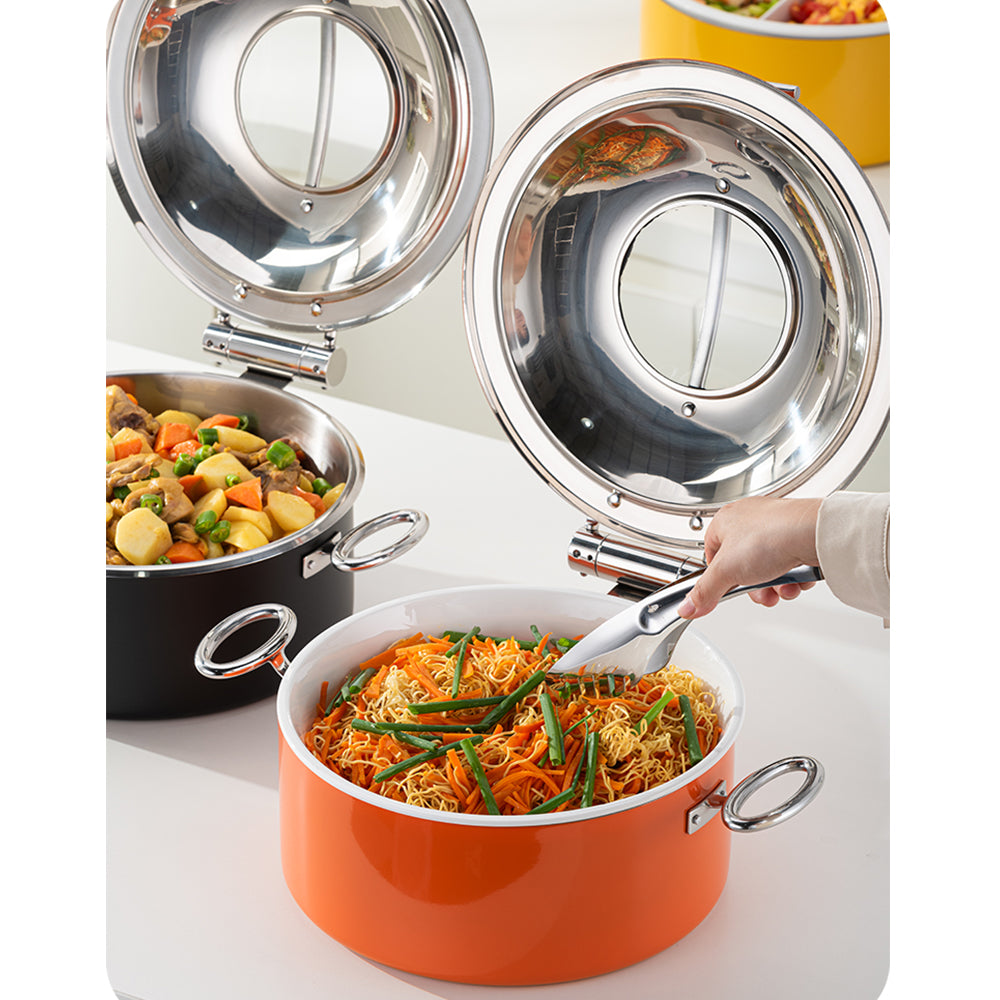 5L Round Stainless Steel Chafing Dish with Soft-Close Lid | Hotel & Buffet Serving