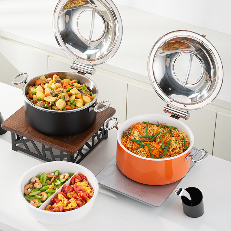 5L Round Stainless Steel Chafing Dish with Soft-Close Lid | Hotel & Buffet Serving