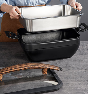 6L Insert Lid Rectangular Stainless Steel Chafing Dish for Hotel Buffet & Catering