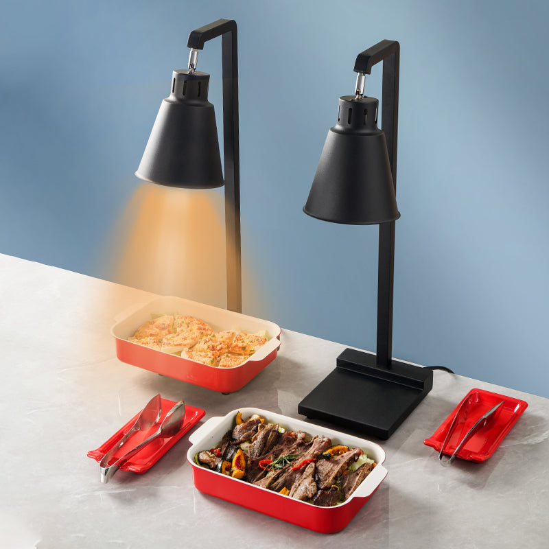 Black Stainless Steel Single-Head Food Heat Lamp | Adjustable Temperature Warming Lamp for Hotel Buffet & Catering