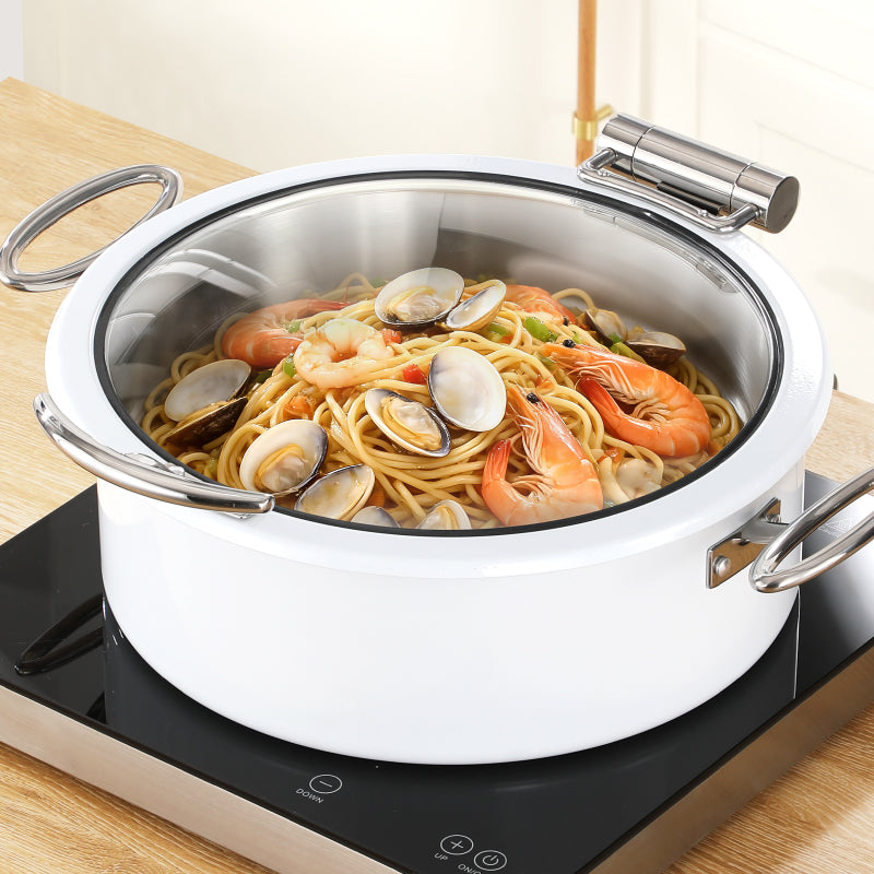 6.8L Stainless Steel Chafing Dish with Soft-Close Lid | Hotel & Buffet Serving