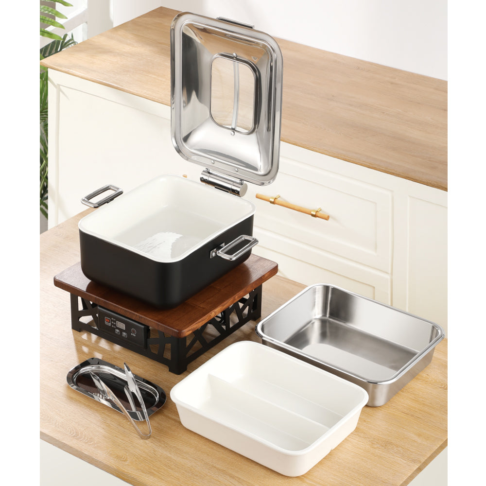 Gold Chafing Dish Set 5L Electric – Rectangular Stainless Steel Buffet Food Warmer for Catering