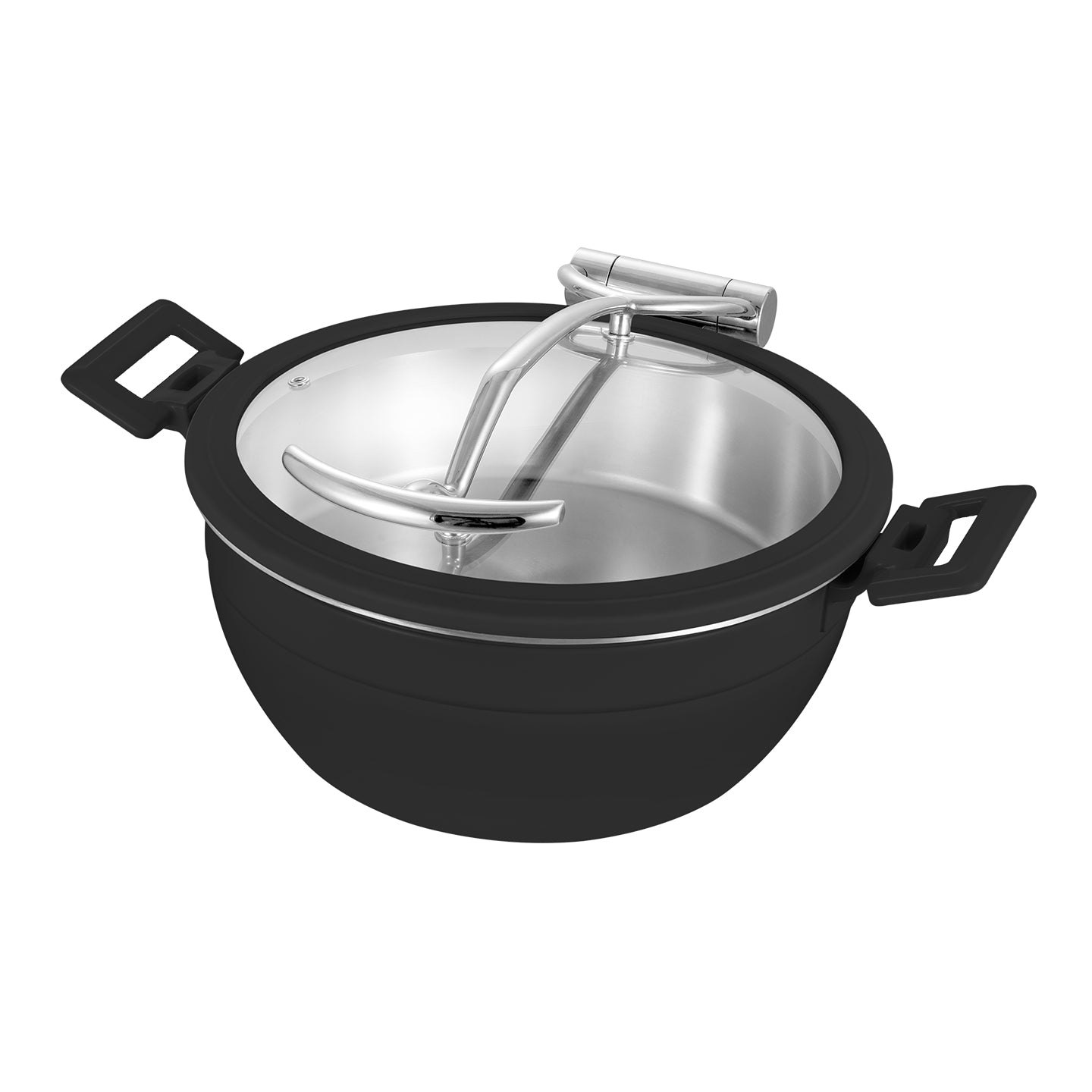 Edicel  5L Round Multi-Position Stay-Open Lid Chafing Dish for Hotel Buffet Serving