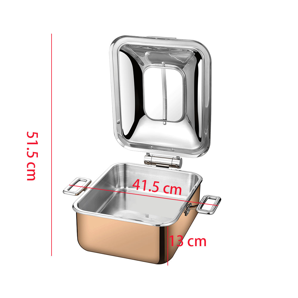 Gold Chafing Dish Set 5L Electric – Rectangular Stainless Steel Buffet Food Warmer for Catering