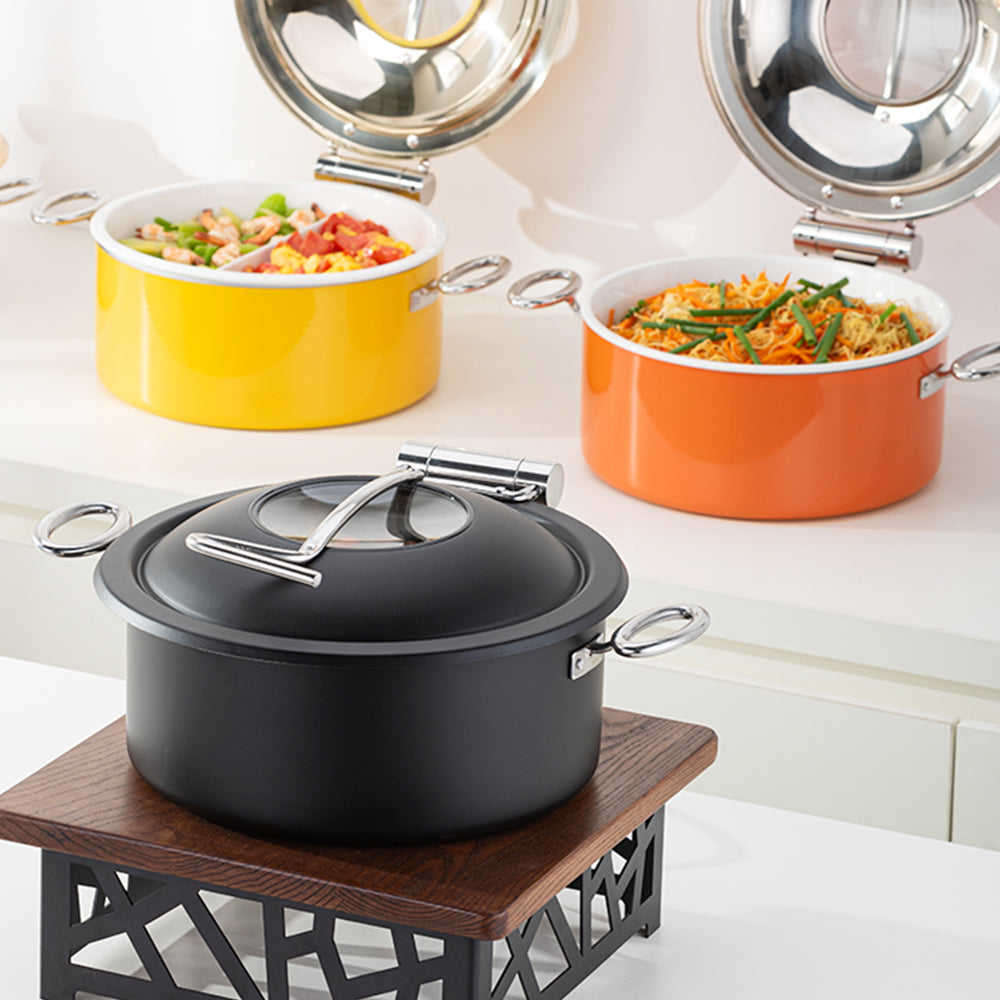 5L Round Stainless Steel Chafing Dish with Soft-Close Lid | Hotel & Buffet Serving