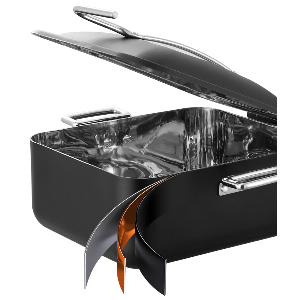 Gold Chafing Dish Set 5L Electric – Rectangular Stainless Steel Buffet Food Warmer for Catering