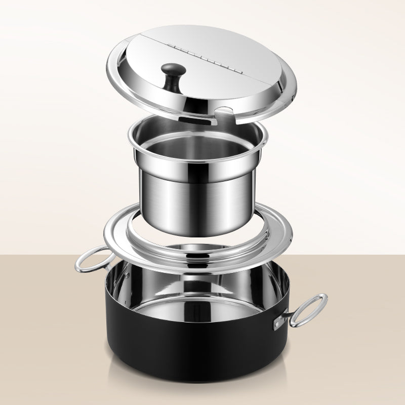 10L Stainless Steel Buffet Soup Warmer | Flip-Top Insulated Food Server