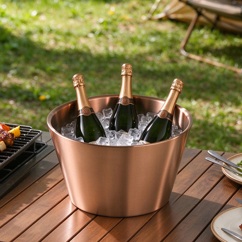 Edicel Rose Gold Beverage Carafe Set, Stainless Steel Chilling Ice Bowl for Hotel Buffet Catering