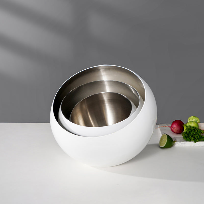 Stainless Steel Slanted Salad Bowl – Multi-Color Serving Bowl for Salad, Fruit & Sauce