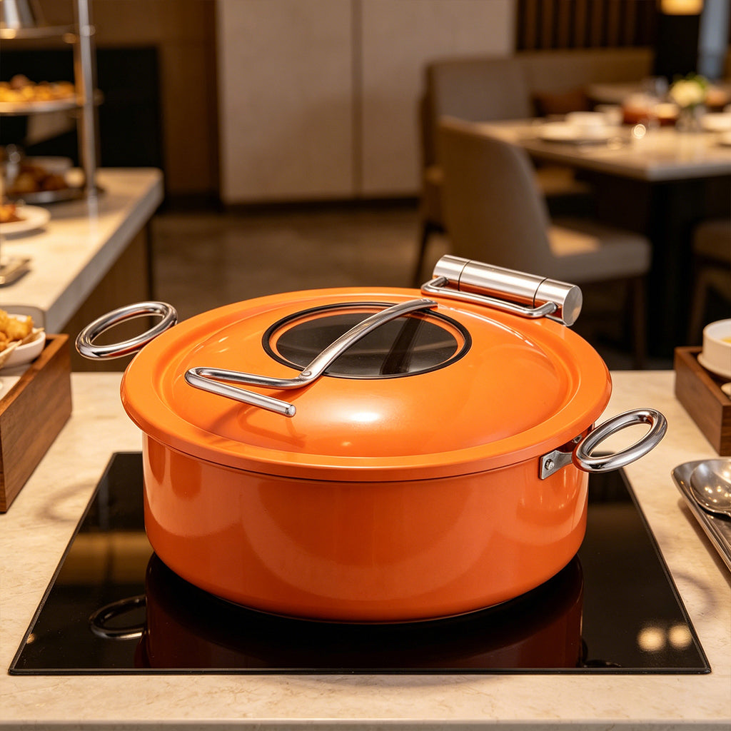 5L Round Stainless Steel Chafing Dish with Soft-Close Lid | Hotel & Buffet Serving